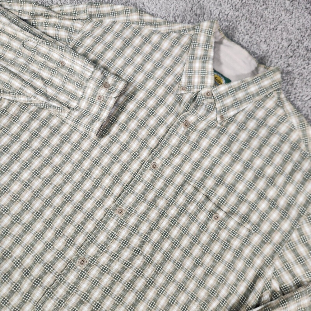 Cabelas Shirt Mens XL Thick Plaid Outdoors Button Green India